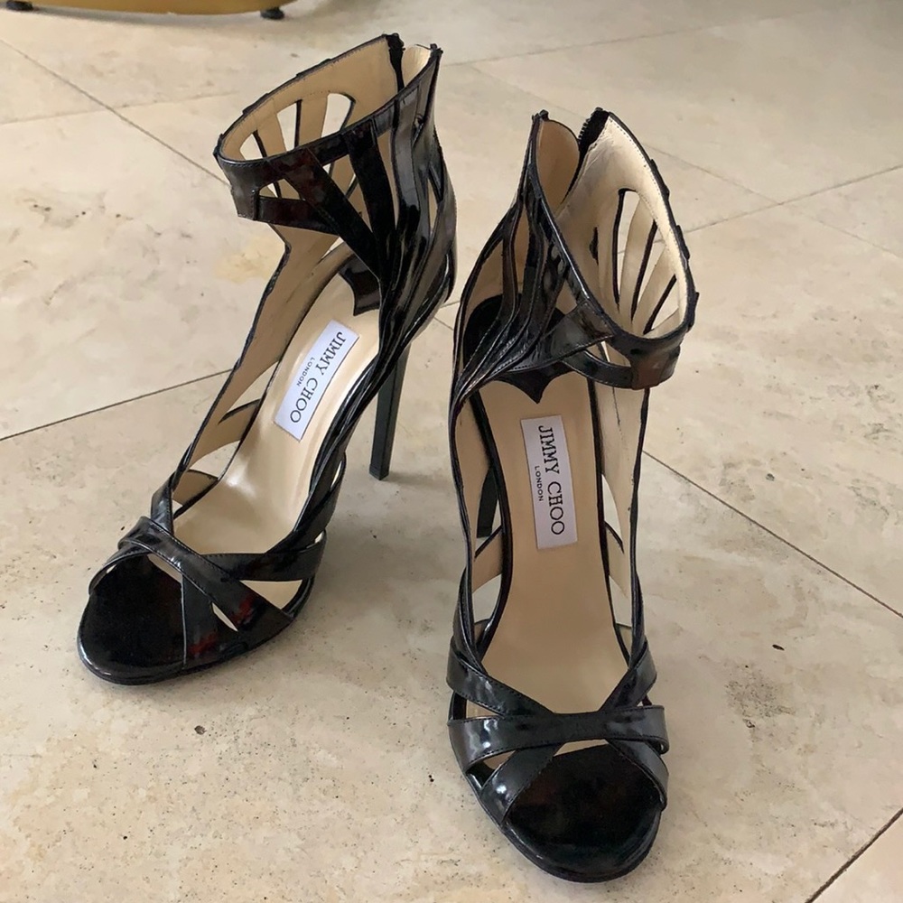 Authentic Jimmy Choo leather cut out heels